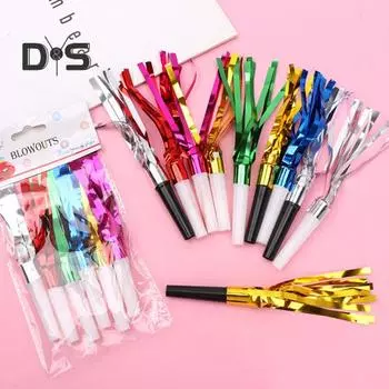 24 шт. праздничных свистков с металлической бахромой, блестящие шумовые рожки, новогодние свистки, сувениры на день рождения, выпускной, Рождество разноцветный