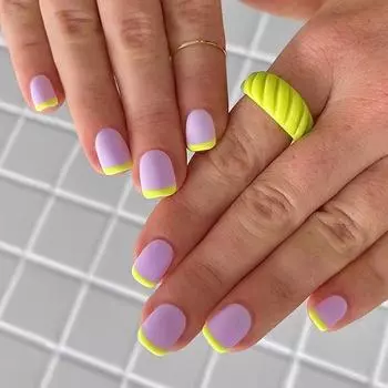 24 шт. Простые матовые наклейки для ногтей в стиле французского маникюра, небольшие, флуоресцентные, фиолетовые, для ранней весны