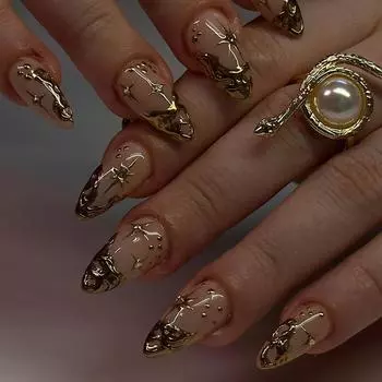 24 шт. Простые накладные ногти, съемные накладные ногти, трехмерные, нерегулярные, с рисунком солнца и луны, накладные ногти, алмазные