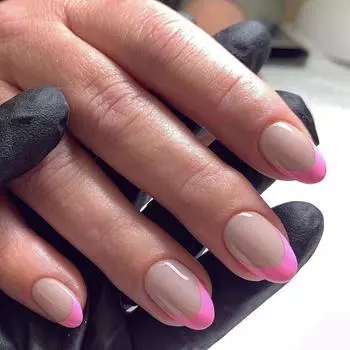 24 шт. простых коротких круглых накладок для французского маникюра розово-красного цвета