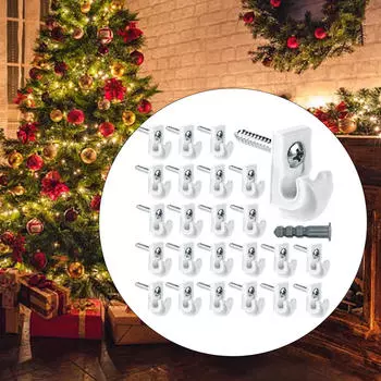 24 шт. проволочных клипс для полок, белые, настенные, прочные, для рождественских светильников