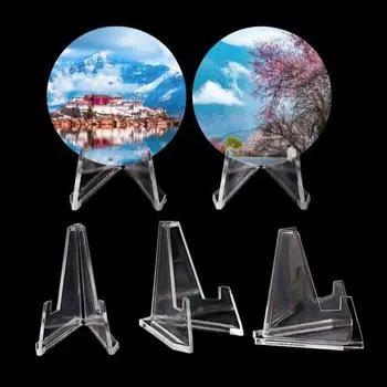 24 шт., прозрачная подставка для монет, мини-стабильная треугольная коллекционная карточка, маленькая художественная нашивка, памятная медаль, держатель для дисплея, стойка для выставок S