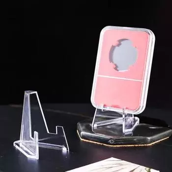 24 шт., прозрачная подставка для монет, мини-стабильная треугольная коллекционная карточка, маленькая художественная нашивка, памятная медаль, держатель для дисплея, стойка для выставок S