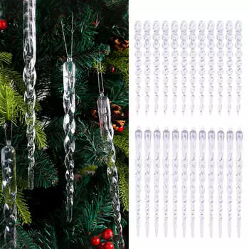 24 шт. прозрачных рождественских ножей для льда, декоративные подвески для мороженого на елку