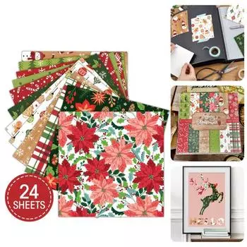 24 шт. рождественская бумага для скрапбукинга 6x6 дюймов односторонний дизайн для изготовления карточек декоративные ремесленные фоны