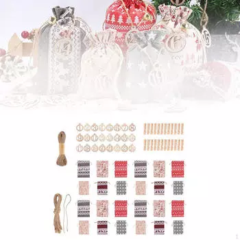 24 шт. Рождественские адвент-календарные сумки с деревянными зажимами многоразовые праздничные украшения 24 дня мешковина