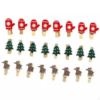 24 шт. рождественские деревянные зажимы фото милые украшения украшения колышки для лося