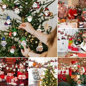 24 шт. рождественские деревянные знаки снеговик рождественская елка Санта олень украшение подвесное праздничное украшение B