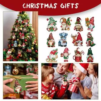 24 шт. Рождественские гномы деревянные подвесные украшения, гномы деревянные украшения для рождественской елки, гномы дерево декор рождественские украшения One Size