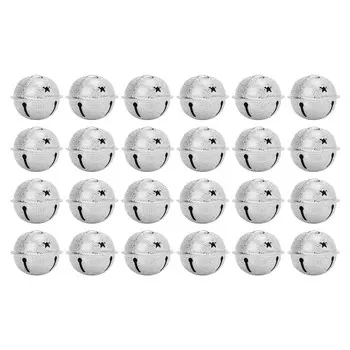 24 шт. Рождественские колокольчики 40 мм, железные полые, в форме пентаграммы, рождественские матовые колокольчики, сделай сам, рождественская елка серебряный