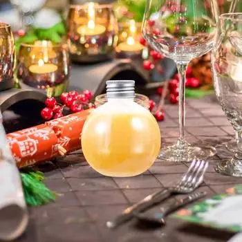 24 шт. рождественские конфеты банки бутылки сока хранение прозрачный контейнер крышка упаковка шарообразные пластиковые банки угощения подарочная коробка напитки 24pcs