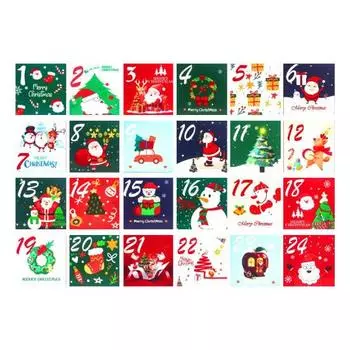 24 шт. Рождественские коробки календаря адвента Картонные коробки с номерами для конфет Сделай сам 24 дня Обратный отсчет Подарок Праздничное украшение A