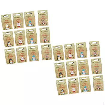 24 шт. Рождественские крафт-бумажные пакеты, конфетный мешок, Санта-Клаус, снеговик, маленькое угощение для