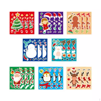 24 шт. Рождественские наклейки «Сделай лицо», ваши собственные персонажи: эльф, Санта, снеговик, пингвин, медведь