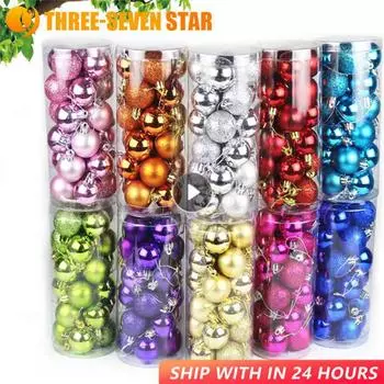 24 шт. Рождественские шары, украшение, пластиковая рождественская елка, золотой, красный, розовый шар, подвесной декор, рождественское украшение 2024 Navidad