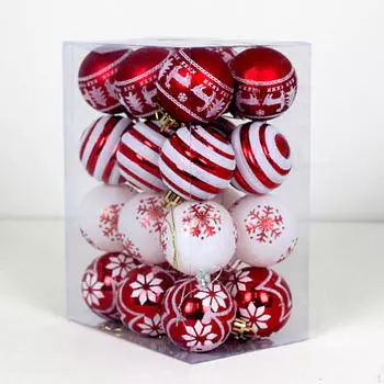 24 шт. Рождественские шары, украшения, безделушки, самодельные рождественские украшения, легкие подвесные украшения для
