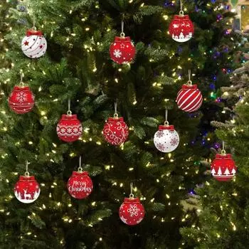 24 шт. Рождественские шары, украшения, деревянные подвесные шары, украшения своими руками, рождественская елка
