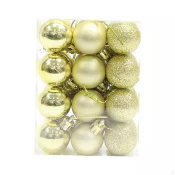 24 шт., рождественские шары, украшения, елочные подвесные украшения, набор рождественских украшений для золотой