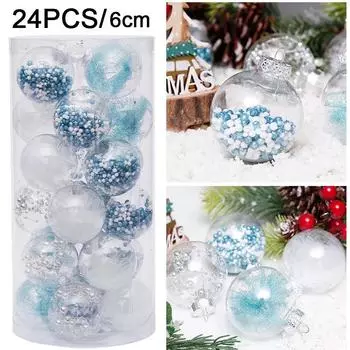 24 шт. Рождественские шары, украшения, сетка, прозрачные, 6 см, подвесные шары, елочные подвески для рождественской вечеринки, банкета, домашнего декора 6cm зелёный