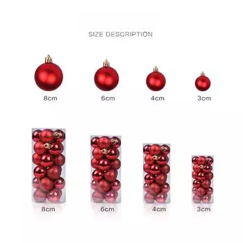 24 шт. Рождественские украшения, наборы рождественских шаров, цветные шары, пластиковые шары, подвески для рождественской елки, реквизит для вечеринки 3cm красный