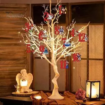 24 шт. рождественских деревянных подвесок, набор украшений на 12 дней Рождества, винтажные деревенские подвесные подвески для украшения каминной полки A