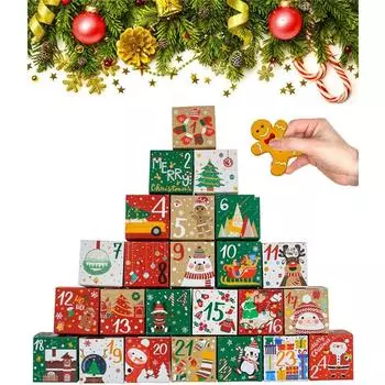 24 шт. Рождественский адвент-календарь своими руками, подарочные коробки с обратным отсчетом до Адвента на 24 дня, рождественские картонные коробки с цифрами 24Pcs/Set