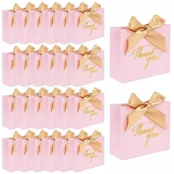 24 шт. розовых благодарственных конфетных мешочков, свадебных сувениров, шоколадных подарков, бумажной упаковки, коробки для дня рождения, вечеринки по случаю рождения ребенка, декора Red-A