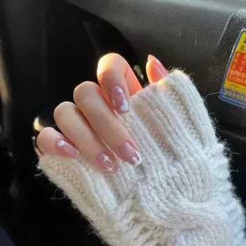 24 шт. съемные накладки для ногтей, накладки для ногтей с яркой звездой, средние и длинные накладки для ногтей, готовые носимые накладные ногти для ногтей