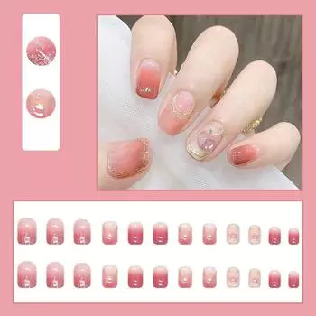 24 шт. съемные накладные ногти в стиле балерины, носимые накладные ногти, полное покрытие, длинные кончики ногтей, маникюрный инструмент, пресс на ногтях