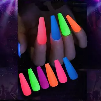 24 шт. съемных накладных ногтей с длинным клеем One Size белый