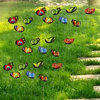 24 шт. садовые колышки-бабочки, украшения для газона, букет, кашпо, реалистичная сцена на крыльце, двор, парк