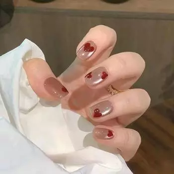 24 шт. Spar Cat s Eye Wearing Nail Film Love Nail Film Explosive Nail Art Short Nail Wearing Nail Short T Ballet Nail