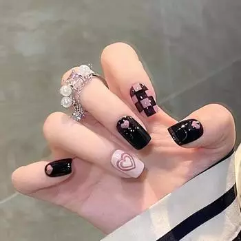 24 шт. Spice Girl Sweet Cool Ins Wind Wearing Nail Pink Love Impact Black Purple Full Nail Art