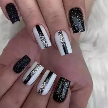 24 шт. Среднего и длинного стиля, двухцветные заклинания, вспышки, сладкие и прохладные, пригодные для ношения на ногтях, разгрузка, можно смешивать партии