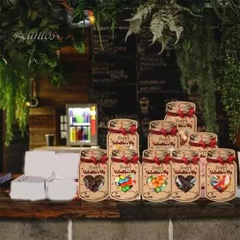 24 шт., сумка для конфет на день Святого Валентина, форма бутылки с полым сердцем любви и обратно, поздравительная открытка, закуска, шоколадный прозрачный мешочек, детский праздничный подарок красный