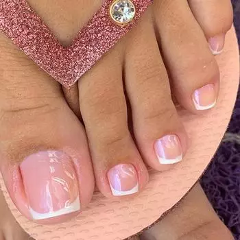 24 шт. светло-розовый простой белый французский ноготь для ног модель накладной ноготь нежный женский ноготь милый ноготь для ног