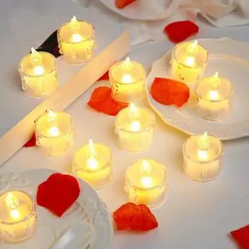 24 шт., светодиодные электронные свечи, безопасные, реалистичные, беспламенные, на батарейках, свечи для украшения дома, фестиваля C 24PCS