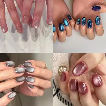 24 шт. светоотражающие блестки кошачий глаз пресс на ногтях сплошной цвет на ногтях набор для женщин слоновая кость