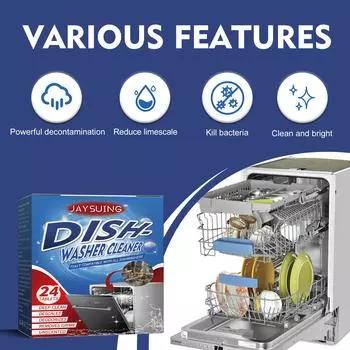 24 шт. Таблетки для чистки посудомоечной машины Удаляет известковый налет и запах Чистящее средство для посудомоечной машины Высокоэффективные инструменты для чистки кухни 24pcs with box