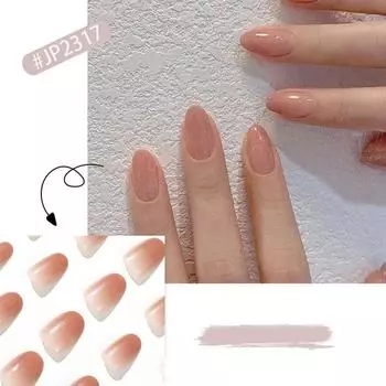 24 шт. Типсы DIY Нажмите на ногти Маникюр Короткие круглые накладные ногти Градиент Розовый Французский