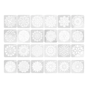 24 шт. Трафарет мандалы 24 стиля полый шаблон для самостоятельной росписи мебели из камня и дерева