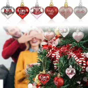 24 шт. Трехмерный кулон ко Дню святого Валентина «Любовь», свадебные украшения, 4,5 см, гальванизированный шар в форме сердца любви One Size