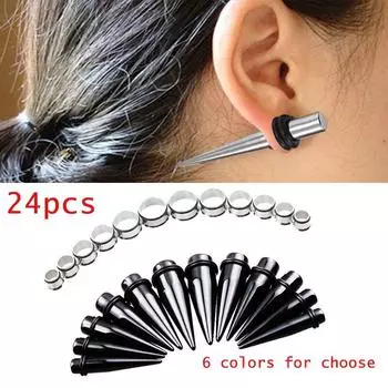 24 шт., УФ-акриловые конусы и заглушки из хирургической стали, комплект ушных манометров, набор для растяжки петель, 00 г-20 мм