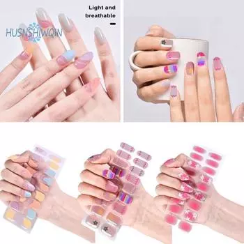 24 шт. УФ-полуотверждаемые гелевые полоски для ногтей, которые легко наносить и снимать наклейки с ногтей с помощью пилочки для ногтей A