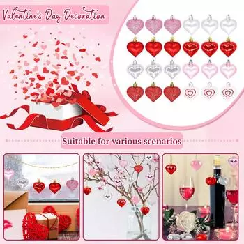 24 шт. Украшения в форме сердца ко Дню святого Валентина, Украшения в форме сердца ко Дню святого Валентина, Шары в форме сердца для украшения домашней елки One Size