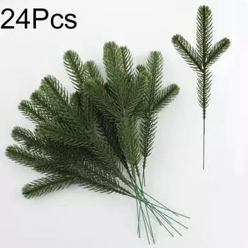 24 шт. Вечнозеленые и покрытые снегом для рождественской елки Для гирлянды венка DIY Цветочные композиции Реалистичные искусственные растения