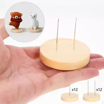 24 шт. Вязаные крючком куклы, подставки для показа, деревянные основания, металлические штифты, простые фигурки