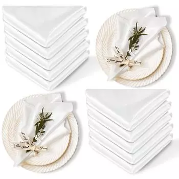 24 шт. в упаковке, атласные салфетки, 12x12 дюймов, роскошный набор скатертей для обеденного стола для дня рождения, праздничного ужина, ресторана 30x30cm слоновая кость