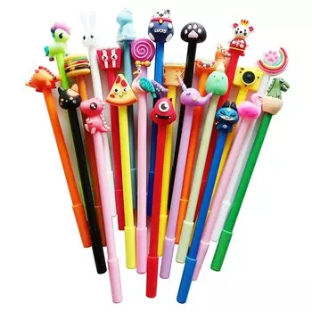24 шт. в упаковке, черная ручка-ластик Kiddie Kawaii Kawaii, мультяшная гелевая ручка, разные стили, ручка для письма, подарок на день рождения, школьный приз, подарок для студентов, забавная ручка для девочек