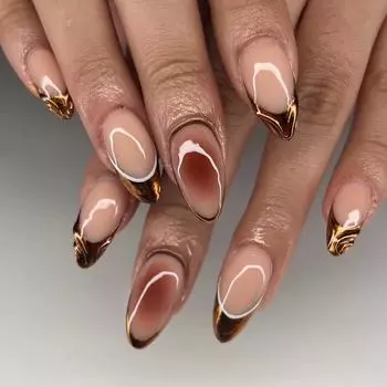 24 шт. Wear Nail Caramel French трехмерные румяна, отбеливающие и долговечные, универсальные и съемные для нейл-арта